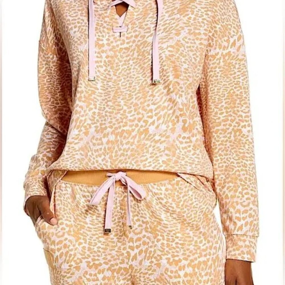 Laila Ali Animal Print Pullover Shoelace Hoodie